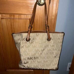 Michael Kors Beige and Brown Signature Tote
